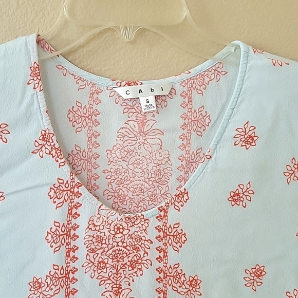 CAbi Blue Red Serene Boho Tunic Blouse - Size Small - Picture 2 of 7